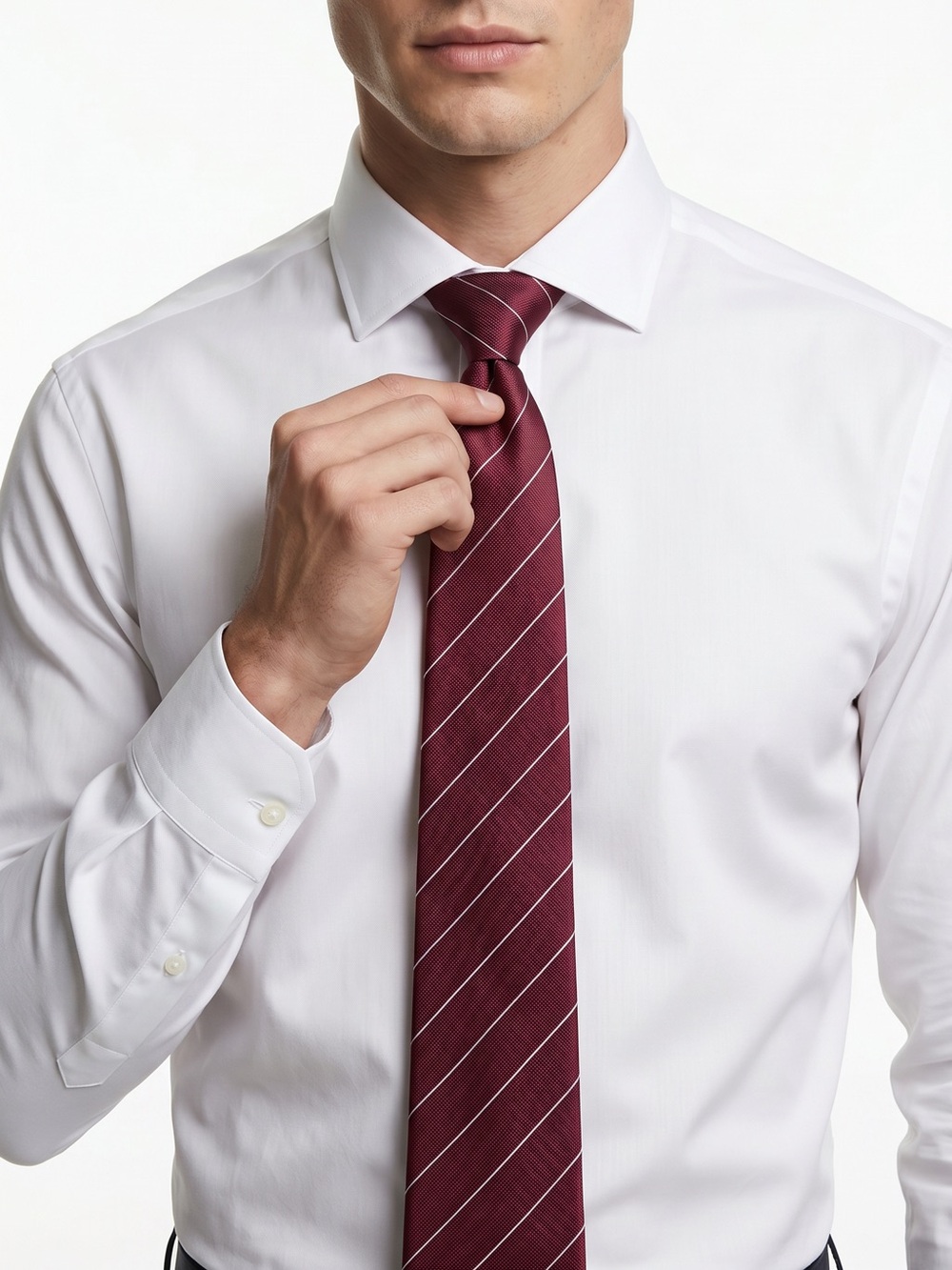REMON D’URVILLE PARIS | Vintage Elegant Burgundy Striped Tie